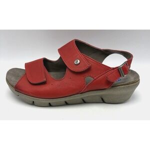 Wolky Sandals Women 7 Jasper Hook Loop Red Leather 38 Comfort Walking Casual
